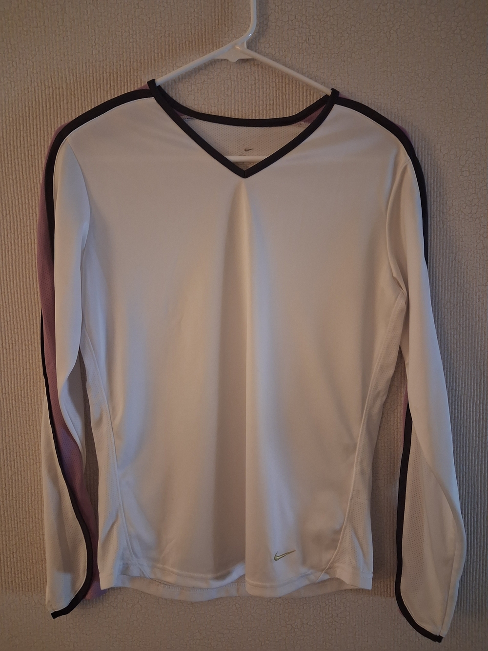 Nike White W/lavender Long Sleeve Mesh Backing Womens Sz M